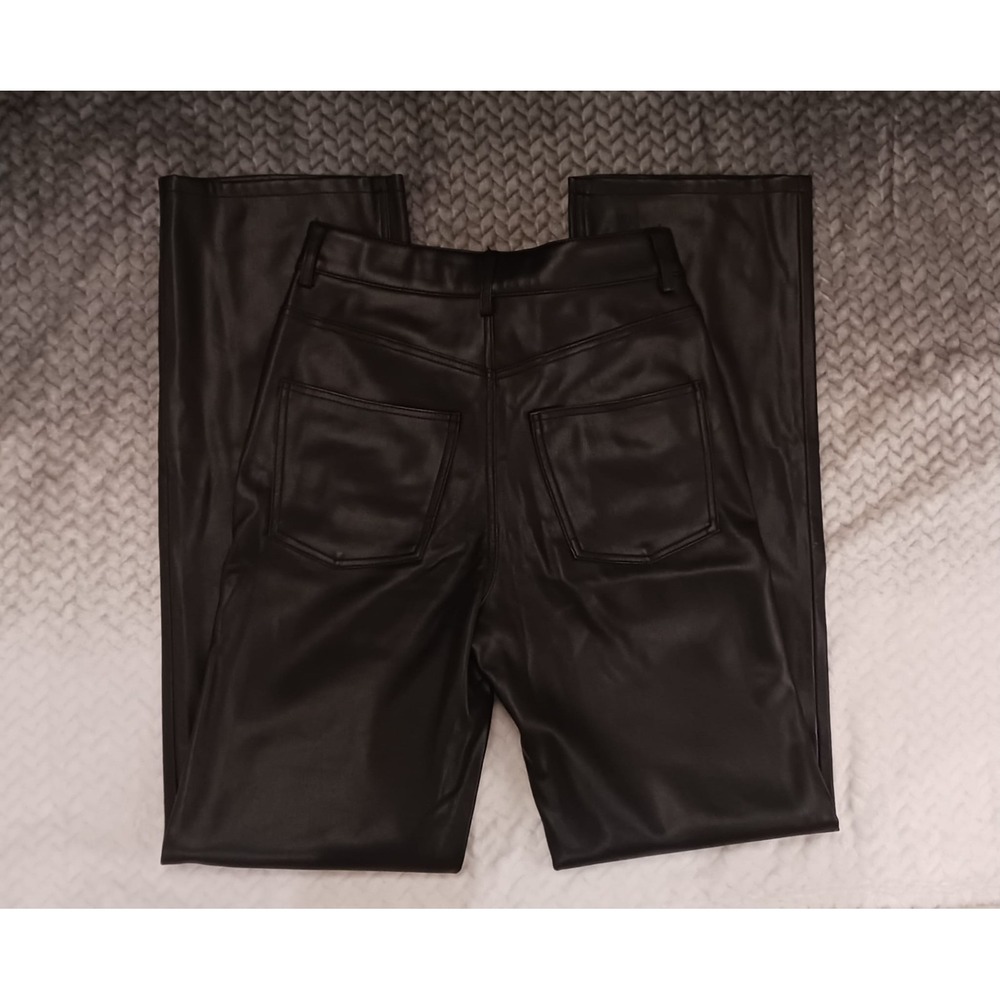 Zara Pants Womens Black Faux Leather Straight Leg EUR‎ 34 US 2 MEX 24 - Picture 3 of 14